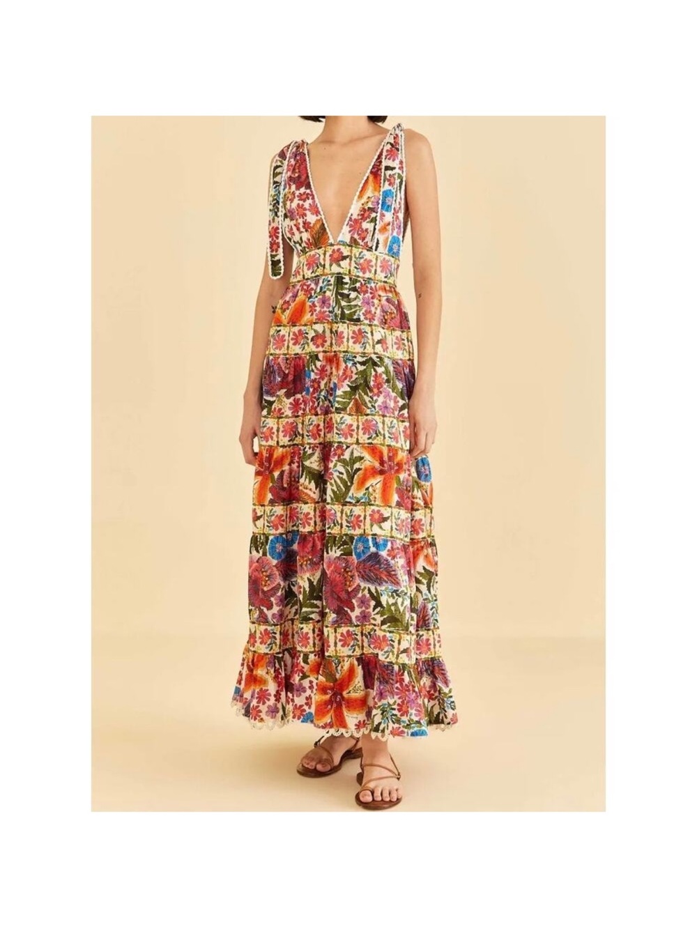 Farm Rio Off White Tropical Yard Dress Size Small